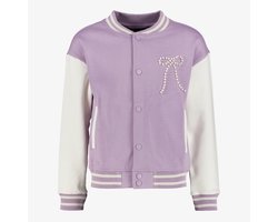 TwoDay meisjes baseball jas met kralen strik paars wit - Maat 146/152
