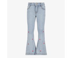 TwoDay meisjes flared jeans met geborduurde bloemen - Blauw - Maat 110