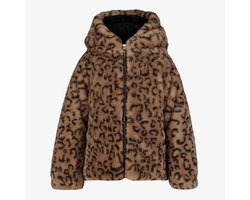 TwoDay meisjes jas van imitatiebont met panterprint - Bruin - Maat 104