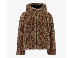TwoDay meisjes jas van imitatiebont met panterprint - Bruin - Maat 158