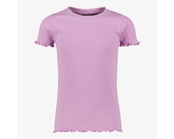 TwoDay meisjes rib T-shirt met ruches lila - Maat 110/116