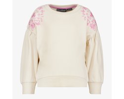 TwoDay meisjes sweater met roze borduursels beige - Maat 122/128