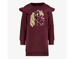 TwoDay meisjes sweatjurk met paard bordeaux rood - Maat 122/128