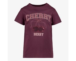 TwoDay meisjes T-shirt met kersen en pailletten rood - Maat 98/104