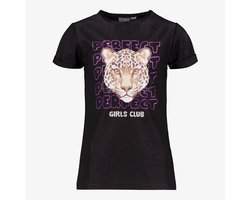 TwoDay meisjes T-shirt met tijgerkop zwart - Maat 134/140