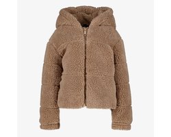TwoDay meisjes teddy jas met capuchon lichtbruin - Maat 92