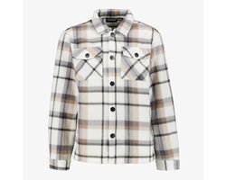 Unsigend geruite jongens blouse beige bruin - Maat 134/140