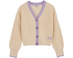 WE Fashion Meisjes cardigan van katoenmix met colourblock en embroidery
