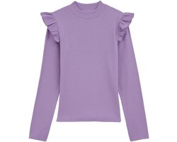 WE Fashion Meisjes geribd T-shirt met ruches