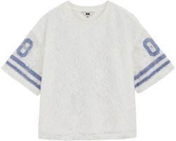 WE Fashion Meisjes oversized T-shirt met kant