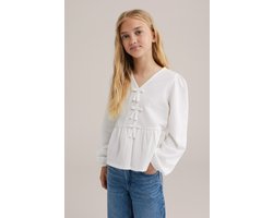 WE Fashion Meisjes seersucker blouse met strik
