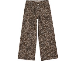 WE Fashion Meisjes wide leg jeans met luipaardprint