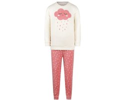 Charlie Choe velours meisjes pyjama - Warme winter kinder pyjama -off white - 140 - 140 - 140 - 140 - 140 - 140 - 140 - 140 - 140