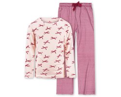 Little Label - julia meisjes pyjama-set - lichtroze strikjes - 8Y/122-128 - extra zachte bio-katoen