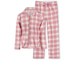 Little Label - klassieke meisjes pyjama grote roze ruit 6Y/110-116 - Zachte BIO Katoen
