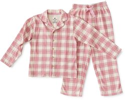 Little Label - klassieke meisjes pyjama grote roze ruit 8Y/122-128 - Zachte BIO Katoen