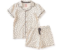 Little Label - klassieke zomer pyjama - zwarte stippen - bio katoen - 16Y/170-176