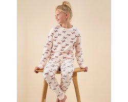 Little Label - liv pyjama meisjes - lichtroze strikjes - 6Y/110-116 - extra zachte bio-katoen