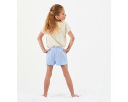 Little Label - meisjes pyjama kort - blauw stippen - bio katoen - 8Y/122-128