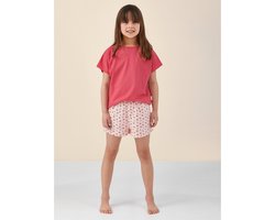 Little Label - meisjes pyjama kort - roze kersjes - 170-176 / 16Y - extra zachte bio-katoen