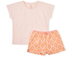 Little Label - meisjes pyjama kort - roze oranje - bio katoen - 12Y/146-152