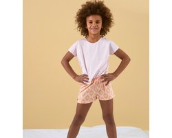 Little Label - meisjes pyjama kort - roze oranje - bio katoen - 8Y/122-128