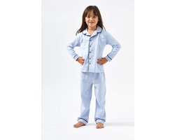 Little Label - meisjes pyjama - lichtblauw - 14Y/158-164 - Zachte BIO Katoen