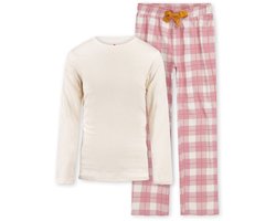 Little Label - meisjes pyjama-set grote roze ruit 16Y/170-176 - Zachte BIO Katoen