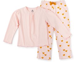 Little Label - meisjes pyjama-set roze harten 12Y/146-152 - Zachte BIO Katoen