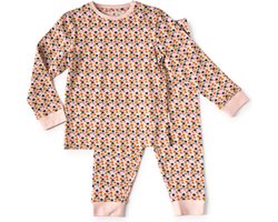 Little Label - pyjama baby meisjes - roze bladeren - 12M/74-80 - Zachte BIO Katoen