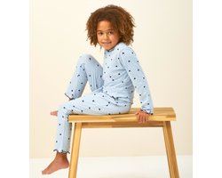 Little Label - pyjama meisjes lichtblauw hartjes - 12Y/146-152 - Zachte BIO Katoen