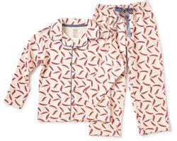 Little Label Pyjama Meisjes Maat 158-164/14Y - offwhite, roze - Veren - Pyjama Kind - Zachte BIO Katoen