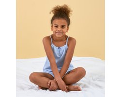 Little Label - zomerpyjama-set - lichtblauw ajour - bio katoen - 8Y/122-128