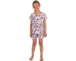 MyRebelle - Shortama- Waterflower - Biologisch Katoen - Wit - Gebloemd - Maat 140