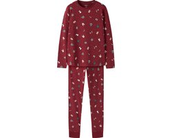 Name it kinder pyjama - Christmas - katoen - Grijze katoenen pyjama voor jongens en meisjes - 164 - Rood