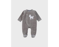 Noukie's - Pyjama - 1 Delig - Kaki - Zebra - Fluweel - 9 maand 74