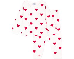 Petit Bateau Kinderpyjama van fleece met hartjesprint