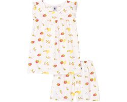 Petit Bateau Korte katoenen kinderpyjama met vruchtenprint Meisjes Pyjamaset - Wit / Meerkleurig
