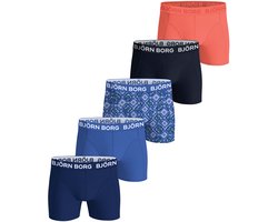 Björn Borg jongens cotton stretch 5P boxers basic print blauw & oranje