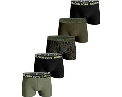 Björn Borg Cotton Stretch Jongens Boxershort - 5 stuks - Groen/Zwart - Jongens Onderbroek - Maat 134-140
