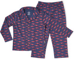 Little Label - jongens pyjama set - blauw auto's - 14Y/158-164 - Zachte BIO Katoen