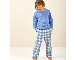 Little Label - jongens pyjama-set grote blauwe ruit 16Y/170-176 - Zachte BIO Katoen