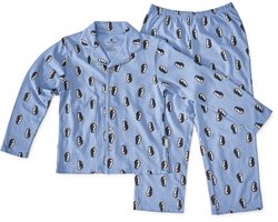 Little Label - klassieke jongens pyjama blauw pinguïn 6Y/110-116 - Zachte BIO Katoen
