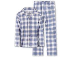Little Label - klassieke jongens pyjama grote blauwe ruit 12Y/146-152 - Zachte BIO Katoen