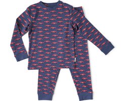 Little Label - pyjama baby jongens blauw auto's 2Y/92 - Zachte BIO Katoen