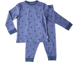 Little Label - pyjama baby jongens - blauw maan sterren - 18M/86 - Zachte BIO Katoen