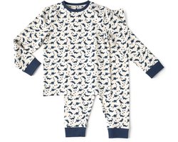 Little Label - pyjama baby jongens wit dino 12M/74-80 - Zachte BIO Katoen