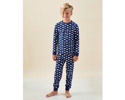 Little Label - TOMMY pyjama jongens - blauw wolken - 4Y/98-104 - extra zachte bio-katoen