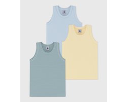 Petit Bateau Setje met katoenen hemdjes met streepjes voor kinderen Jongens Onderhemd - Groen/Wit + Blauw/Wit + Geel