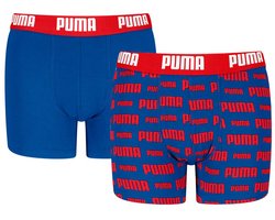 PUMA jongens 2P boxers logo print blauw & rood